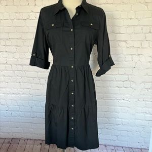 Millenium Long Sleeve Black Tiered Dress with POCKETS-Sz L